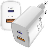 Зарядний пристрій Sigma 1xUSB-C PD33W + 1xUSB QC3.0 GaN X-power PS33-01 white (4827798527719)