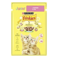 Вологий корм для кішок Purina Friskies Junior шматочки у підливці з куркою 85 г (7613036962292)
