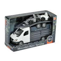 Масштабна модель автомобіля Tigres Mercedes-Benz Sprinter бортовий з лафетом (білий) (39670)