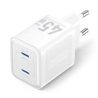 Зарядний пристрій Vention 2xUSB-C PD45W GaN transparent white (FCFW0-EU)