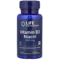 Вітамінно-мінеральний комплекс Life Extension Ніацин, Вітамін B3, 500 мг, Vitamin B3 Niacin, 100 капсул (LEX-37210)