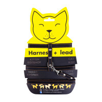 Шлея для котів Collar з повідцем шкіряна Ш 12 мм Д 122 см чорна (05461)