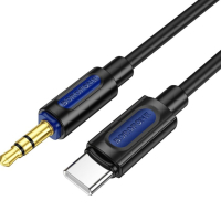 Кабель мультимедійний USB-C to 3.5mm M 1.0m silicone black BOROFONE (6941991114410)