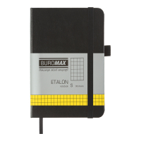 Книга записна Buromax ETALON 95 х 140 мм, 96 аркушів, клітинка, чорний (BM.296160-01)