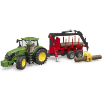 Масштабна модель автомобіля Bruder трактор John Deere 7R 350 з причепом, краном та колодами (03154)
