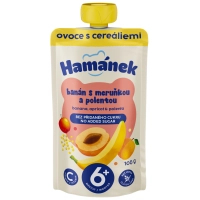 Дитяче пюре Hamanek із яблук, бананів, абрикосів та поленти 100 г (1215915)
