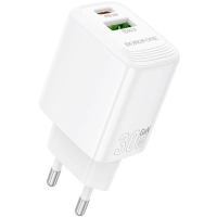 Зарядний пристрій BOROFONE BN29 Fuente 1xUSB-C PD30W + 1xUSB QC3.0 White (6941991120329)