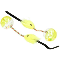 Іграшка для котів Hippie Pet М'ячики з мишкою жовті 26 см 2 шт (HIPCT18026G)