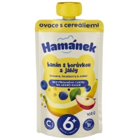 Дитяче пюре Hamanek із яблук, бананів, чорниці та пшона 100 г (1215916)