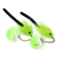 Іграшка для котів Hippie Pet М'ячики з мишкою зелені 26 см 2 шт (HIPCT18026Z)