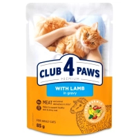 Вологий корм для кішок Club 4 Paws з ягням у соусі 85 г (4820269142558)