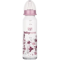Пляшечка для годування Baby-Nova скляна Рожева 240 мл (3960324)