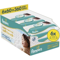 Дитячі вологі серветки Pampers Aqua Soft Touch 6x60 шт (360 шт) (8006530140133)