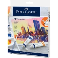 Акварельні фарби Faber-Castell Castell Watercolours 24 кольори в тубах по 9 мл + палітра та пензлик, 169624 (31935)