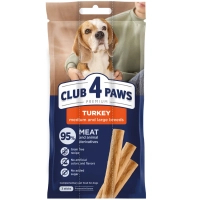 Ласощі для собак Club 4 Paws м'ясна паличка з індичкою для середніх та великих порід 3х20 г (4820269145047)