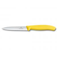 Кухонний ніж Victorinox SwissClassic для нарезки 10 см, волнистое лезвие, желтый (6.7736.L8)