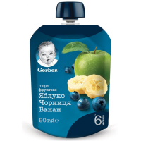 Дитяче пюре Gerber Яблуко, чорниця, банан 90г (1227025)