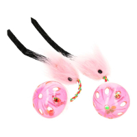 Іграшка для котів Hippie Pet М'ячики з мишкою рожеві 26 см 2 шт (HIPCT18026RO)