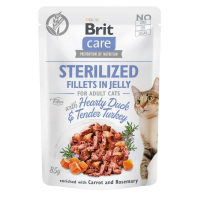 Вологий корм для кішок Brit Care Cat pouch для стерилізованих 85 г (качка та індичка в желе) (8595602540549)