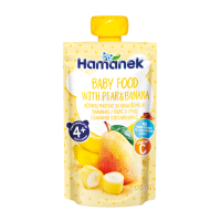 Дитяче пюре Hamanek Pouch груша і банан, 120 г (8595139780432)