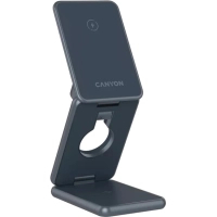Зарядний пристрій Canyon Foldable wireless charger 15W 3in1 Metal (CNS-WCS309M)