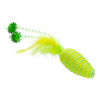Іграшка для котів Hippie Pet Мишка з пір'ям жовта 16.5 см (HIPCT22032G)