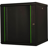 Шафа настінна Lande Proline 12U 19" 600x600, скло, чорна (LN-PR12U6060-BL-111)