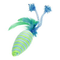 Іграшка для котів Hippie Pet Мишка з пір'ям зелена 16.5 см (HIPCT22027Z)