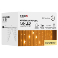 Гірлянда Chomik Штора зірки 136 LED теплий білий, 3 м, від мережі (5900779880030)
