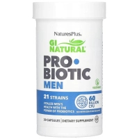 Вітамінно-мінеральний комплекс Natures Plus Пробіотик для чоловіків, 60 млрд КУО, GI Natural, Probiotic Men, 30 капс (NTP43904)