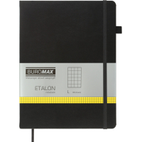 Книга записна Buromax Etalon 190x250 мм 96 аркушів в клітинку обкладинка зі штучної шкіри Чорна (BM.292160-01)