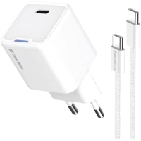 Зарядний пристрій ColorWay GaN Mini 30W PD Port PPS USB-C white + cable Type-C (CW-CHS054PDC-WT)