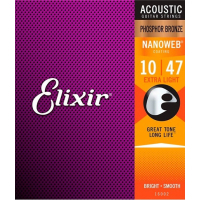 Струни для гітари Elixir 16002 Nanoweb Phosphor Bronze Acoustic Extra Light (10-47) (240661)