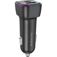 Зарядний пристрій BOROFONE 1xUSB-C PD30W + 1xUSB QC3.0 car adapter black (6941991110818)