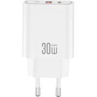 Зарядний пристрій XO 1xUSB 22.5W + 1xUSB-C PD30W white (CE42.white)
