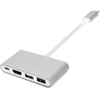 Перехідник USB-C to 2xUSB 3.0 + USB-C + HDMI PowerPlant (CA911707)