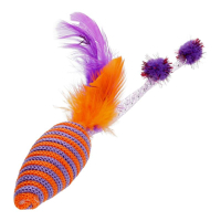 Іграшка для котів Hippie Pet Мишка з пір'ям червона 16.5 см (HIPCT22029R)