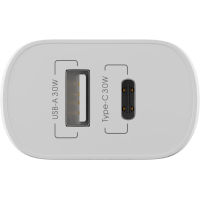 Зарядний пристрій Globex 1xUSB + 1xUSB-C 30W FastPower white (30WAC)
