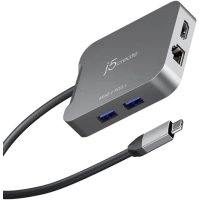 Концентратор J5create USB-C 5-in-1 1xHDMI + 1xUSB 3.2 + 1xUSB-C PD140W + 1xRJ45 1000Mbps gray (JCD3191-N)