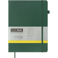 Книга записна Buromax Etalon 190x250 мм 96 аркушів в клітинку обкладинка зі штучної шкіри Зелена (BM.292160-04)