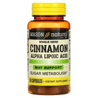 Трави Mason Natural Кориця з альфа-ліпоєвою кислотою, Cinnamon Alpha Lipoic Acid, 60 кап. (MAV-16555)