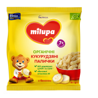 Дитячі снеки Milupa Органічні кукурудзяні палички з бананом від 7 міс., 20 г (4820226169314)