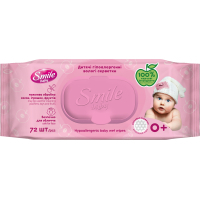 Дитячі вологі серветки Smile baby для новонароджених з клапаном 72 шт (4823071617870)