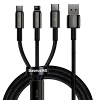 Дата кабель USB 2.0 AM to Lightning + Micro 5P + Type-C 1.5m 3.5A black Baseus (CAMLTWJ-01)