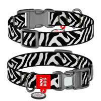 Нашийник для тварин WAUDOG Nylon з QR адресником "Зебра" пластиковий фастекс XS (278-0055)