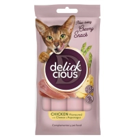 Ласощі для котів Delickcious курка з додаванням сиру та спаржі 4х15 г (4820269145184)