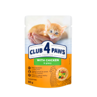 Вологий корм для кішок Club 4 Paws для кошенят в соусі зі смаком курки 80 г (4820083908927)