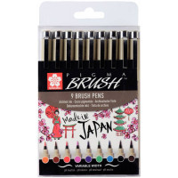 Лайнер Sakura Набір лінерів-пензлів Pigma Brush, 9 кольорів (8710141131137)