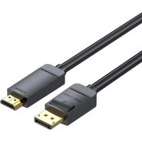 Кабель мультимедійний DisplayPort M to HDMI M 1.5m 4K30Hz black Vention (HAGBG)