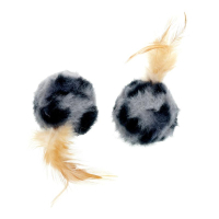 Іграшка для котів Hippie Pet М'ячики з пір'ям чорно-сірі 6 см 2 шт (HIPCT14167)
